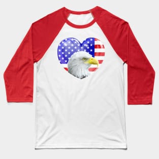 American Bald Eagle Love Heart Baseball T-Shirt